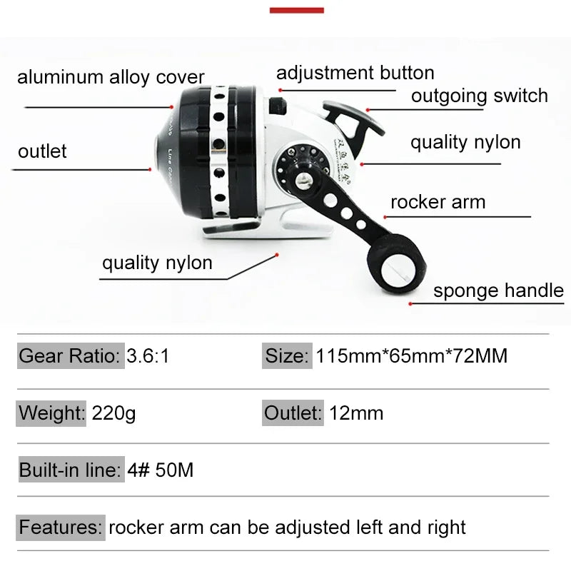 Closed Reel BL30 Fishing 4+1BB 3.6:1 Gear Ratio Slingshot Closed Metal Wheel Outdoor Bow Hunting Fishing with PE line 45M