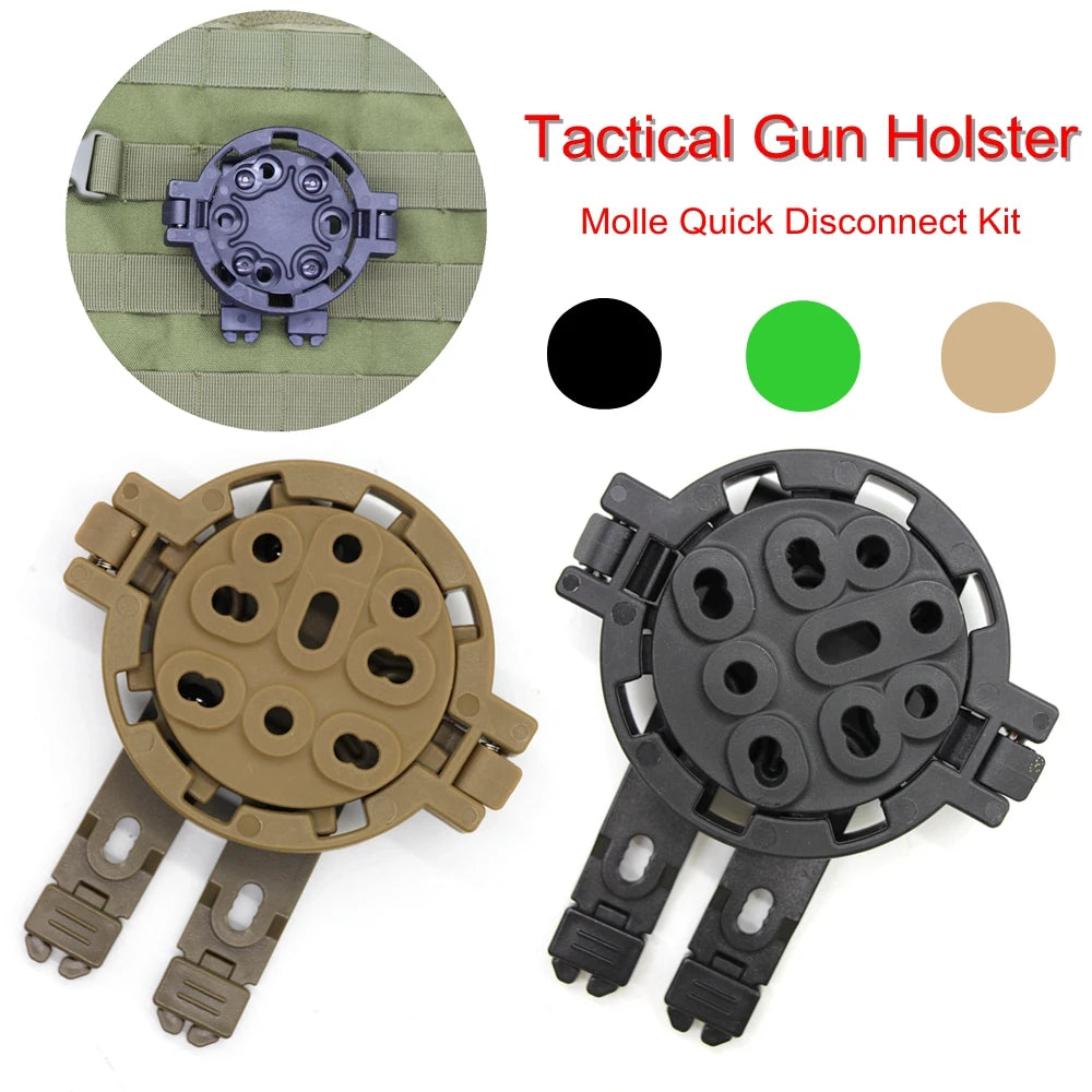 Gun Holster Molle Quick Disconnect Kit Hunting Pistol Holster Adapter 360 Degree Angles Platform Adapter for G 17 19 22 23