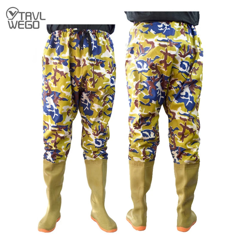 TRVLWEGO Fishing Clothes Hunting Wading Pants Waterproof Suit Breathable Chest Waders Overalls Oversize Trousers Rubber Material