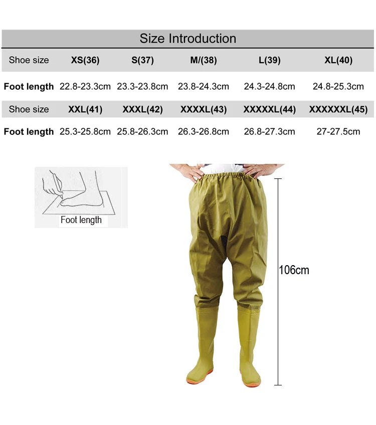 TRVLWEGO Fishing Clothes Hunting Wading Pants Waterproof Suit Breathable Chest Waders Overalls Oversize Trousers Rubber Material