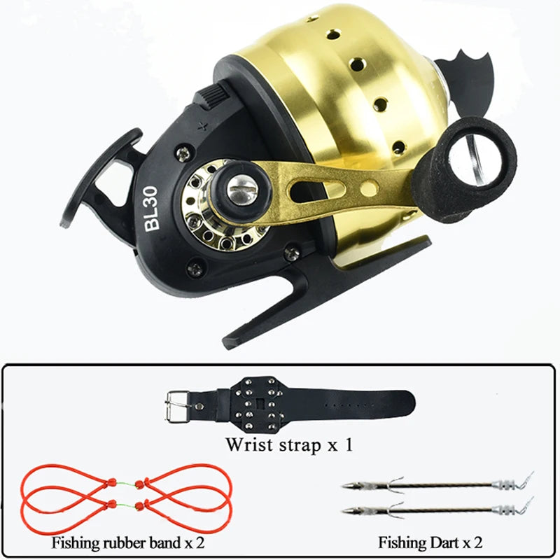 Closed Reel BL30 Fishing 4+1BB 3.6:1 Gear Ratio Slingshot Closed Metal Wheel Outdoor Bow Hunting Fishing with PE line 45M