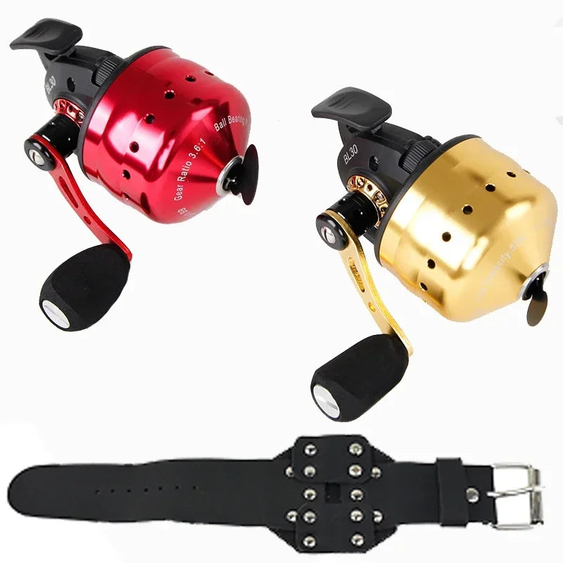 Closed Reel BL30 Fishing 4+1BB 3.6:1 Gear Ratio Slingshot Closed Metal Wheel Outdoor Bow Hunting Fishing with PE line 45M